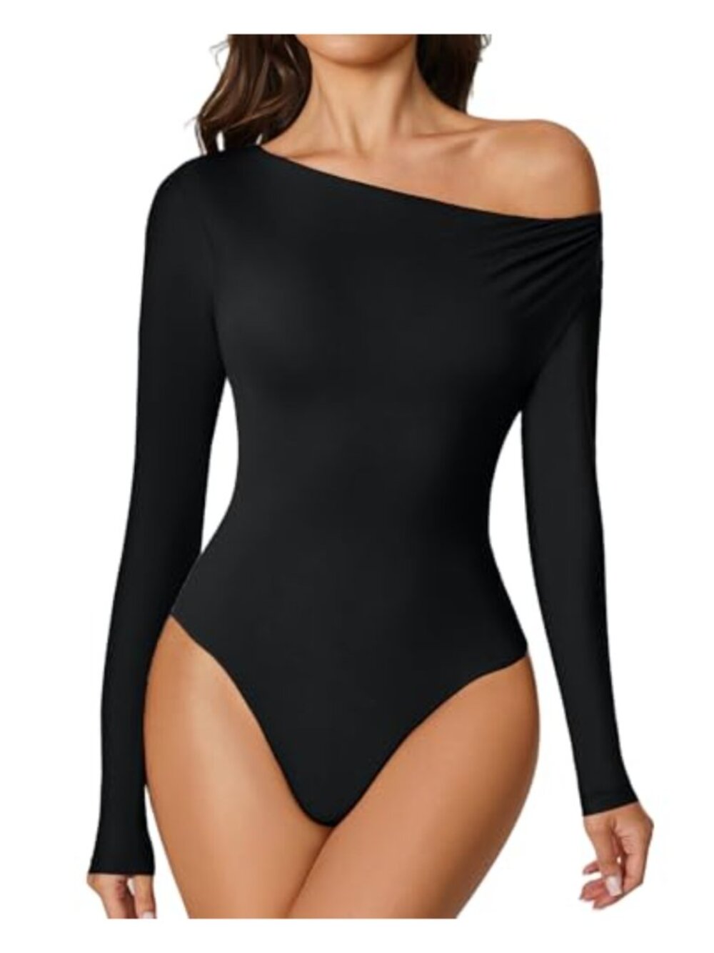 Avidlove Off Shoulder Long Sleeve Bodysuit Double Lined Thong